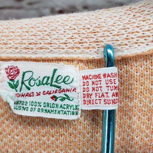 RosaLee Originals California Floral Knit Open Sweater Cardigan Size Medium - Picture 7 of 13